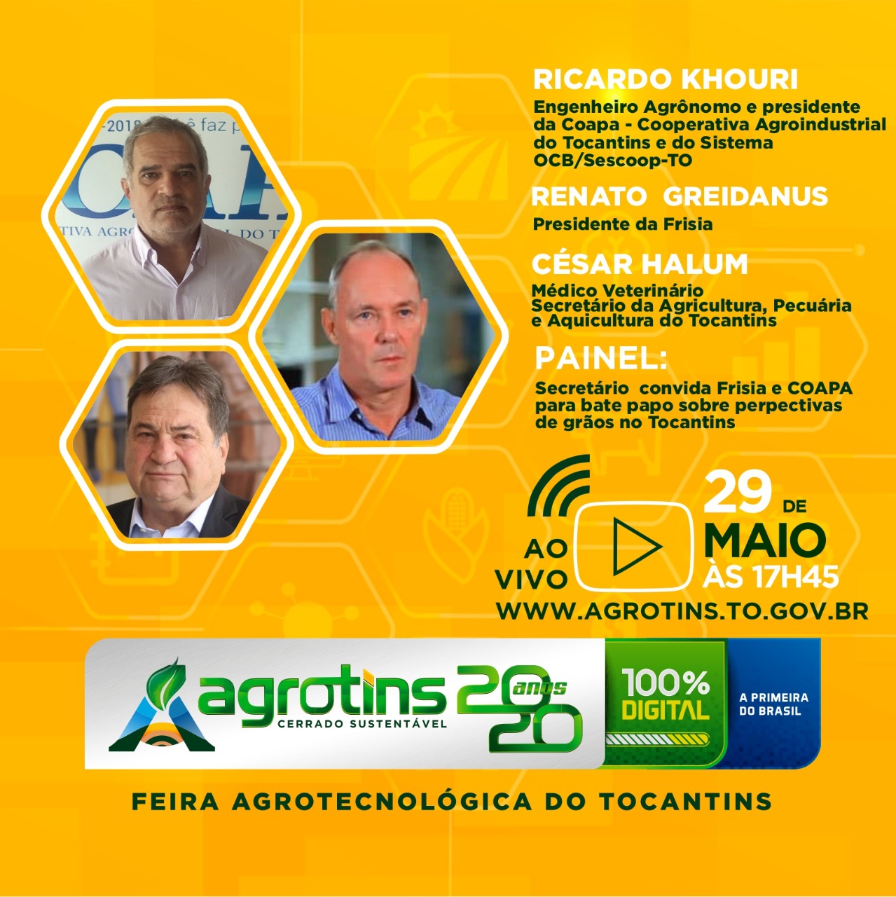 Coapa e Frísia participam de bate-papo sobre as perspectivas de grãos no Tocantins na Agrotins 2020