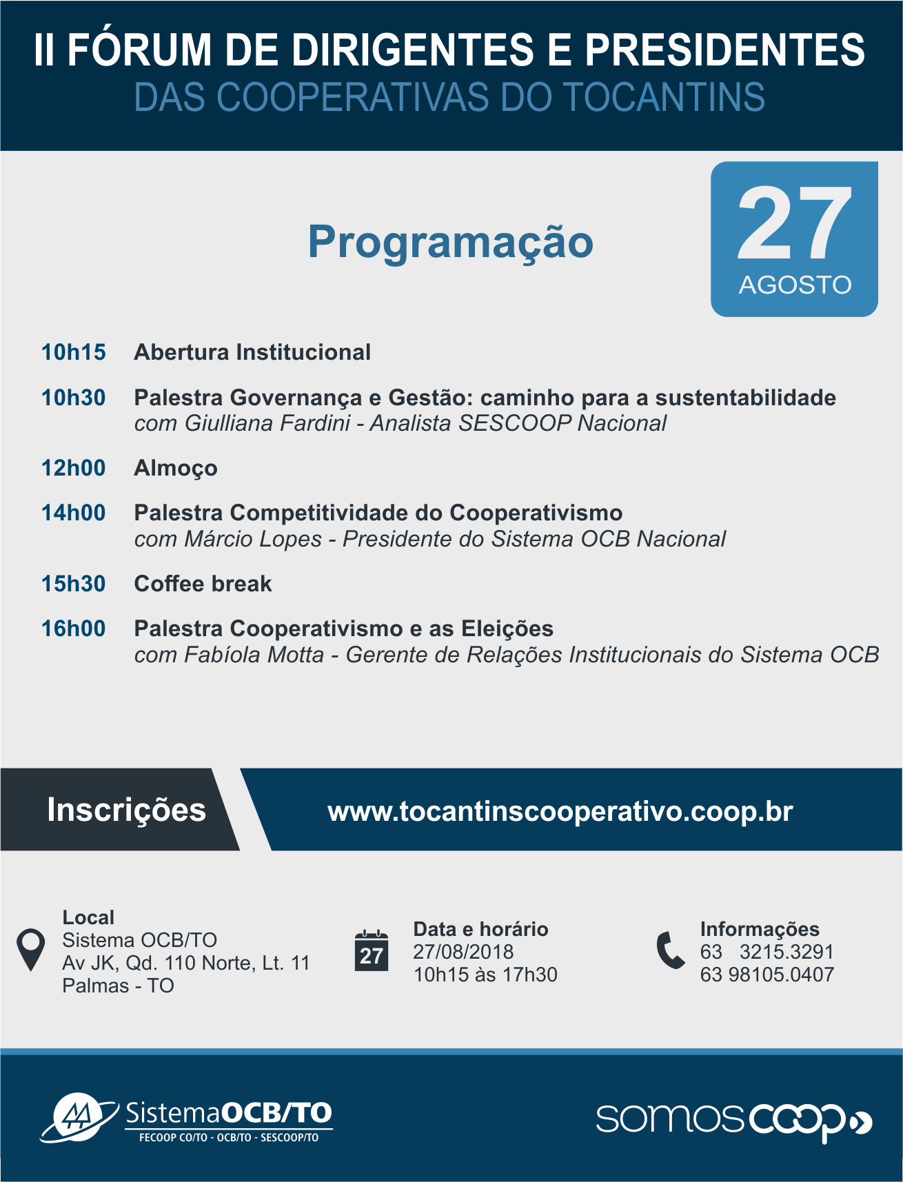 II Fórum de Dirigentes e Presidentes das Cooperativas do Tocantins