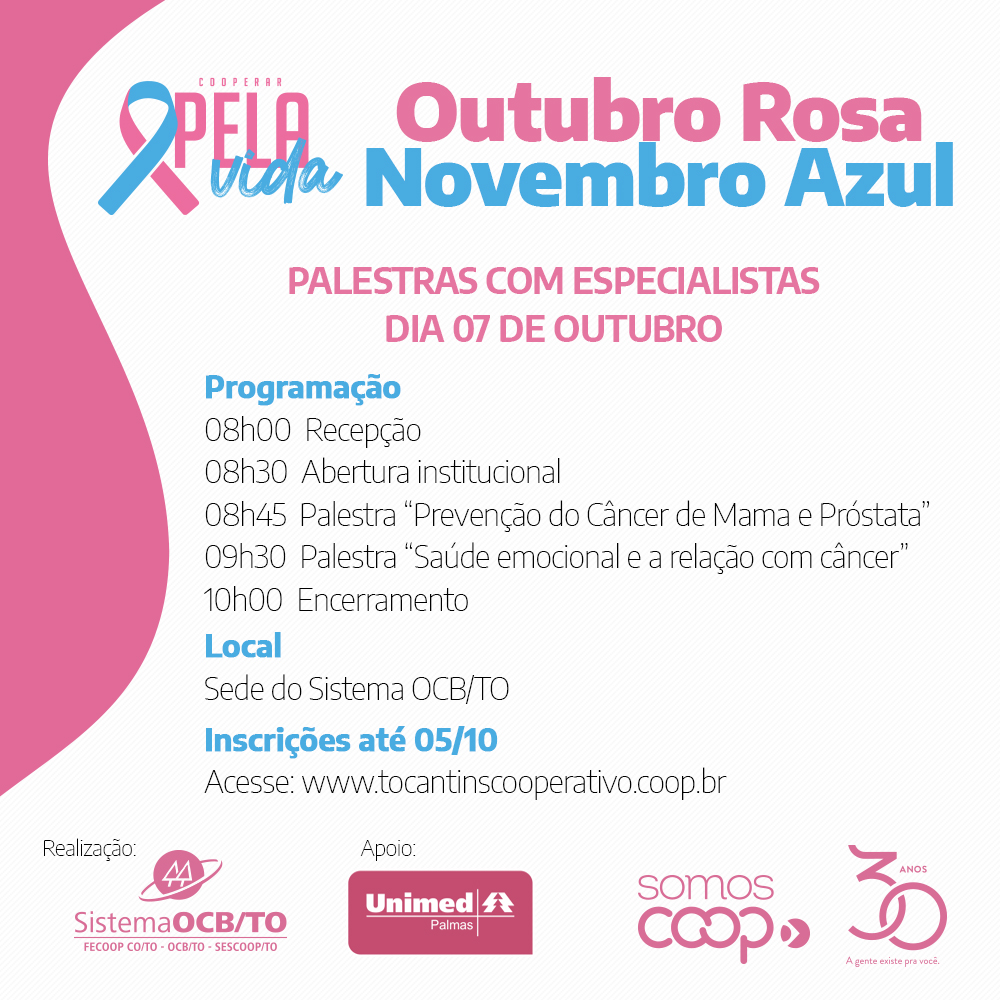 Cooperar pela vida: Outubro Rosa &amp; Novembro Azul