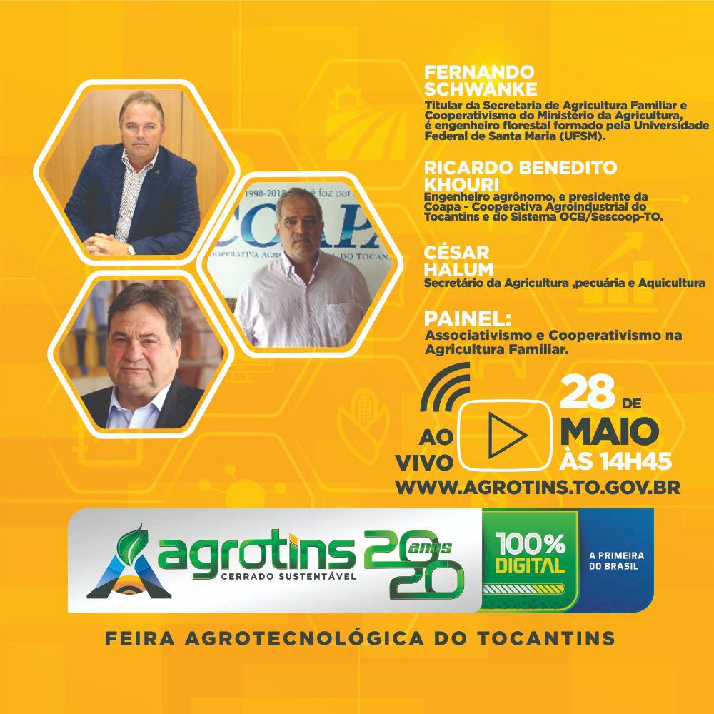 Agrotins 2020: Presidente do Sistema OCB/TO participa de videoconferência para discutir os desafios do cooperativismo e associativismo na agricultura familiar